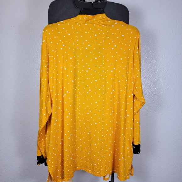 Comfort Code 3/4 Sleeve Open Cardigan Yellow White Dots Sunflower Plus 3X - Picture 3 of 4